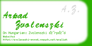 arpad zvolenszki business card